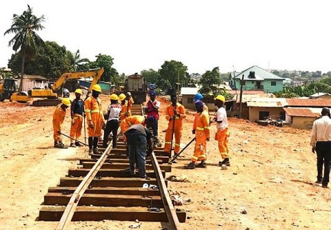 Rail workers on site
