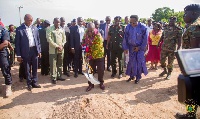 President Akufo-Addo cutting the sod for the start of the National Barracks Regeneration Project