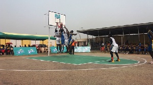 Opoku Ware and Adisadel battle for the ball in the air