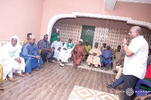 Former President Mahama addressing Muslim community leaders at Prestea/Huni-Valley