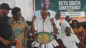 A scene from the NDC “Thank You Tour” in the Ketu South Constituency