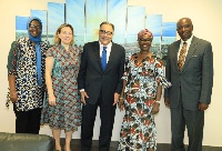 Communications Minister Ursula Owusu-Ekuful (second from right) with World Bank representatives