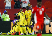 The Black Stars celebrating their winner