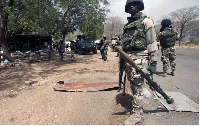 Nigerian soldiers man a checkpoint in Gwoza, Nigeria