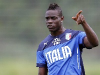 Mario Balotelli (centre) has scored 14 goals in 36 games for Italy