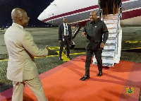President John Dramani Mahama during his arrival in Abidjan