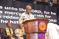 Dr. Ernest Addison, Bank of Ghana Governor speaking at the service