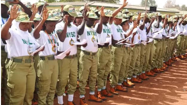 A file of some women being ushered into the NYSC in Nigeria