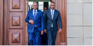 Lt Gen Ahmed Ibrahim Ali Mufaddal is accompanied by Mahad Mohamed Salad on August 27