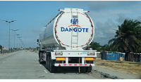 A Dangote fuel truck is parked near the Dangote Refinery in Lagos Nigeria,Sept. 16, 2026