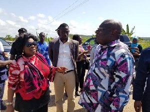 Aviation Minister Cecilia Dapaah toured the site with Western Regional Minister, Dr. Kwaku Afriyie