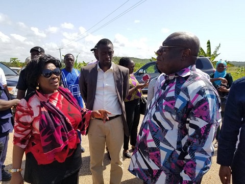 Aviation Minister Cecilia Dapaah toured the site with Western Regional Minister, Dr. Kwaku Afriyie