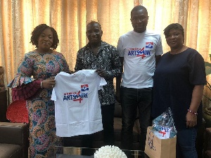 The donation was received on behalf of the NPP Creative art group by Socrates Safo and others