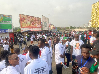 NDC supporters at the Tetteh Quarshie Roundabout for the Victory Walk