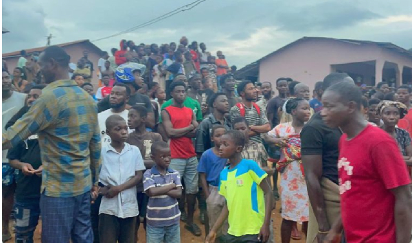 Residents of Adanse Akrofuom gathered during the incident