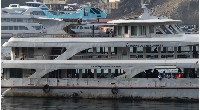 A ferry is docked in Goma, Democratic Republic of the Congo, on October 8, 2024