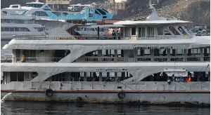 A ferry is docked in Goma, Democratic Republic of the Congo, on October 8, 2024