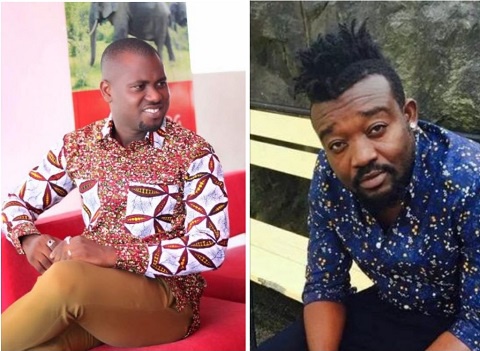 Broadcast Journalist, Abeiku Santana (L), artiste manager Bullet (R)