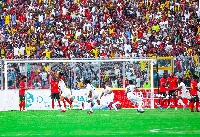 Antoine Semenyo celebrating his goal against Angola