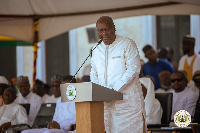 Mahama speaking at the National Muslim Prayer and Thanksgiving Service