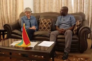 Deputy Information Minister, Kojo Oppong Nkrumah interacting with UNESCO Director-General
