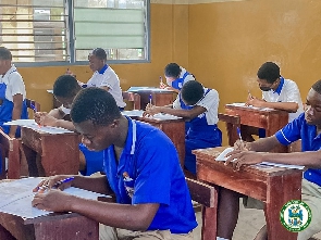 File Photo: Students seated in a BECE examination centre