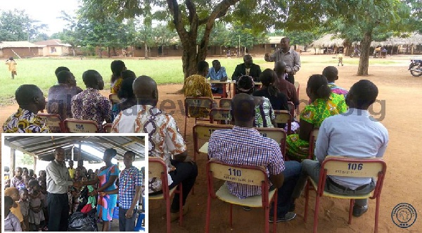 Mr Anthony Kwaku Amoah Speaking at a town-hall meeting organised by the Akatsi North District