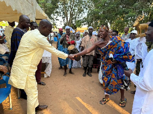 Bernard Ahiafor with some chiefs in one of the communities