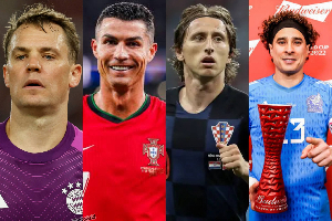 L-R Manuel Neuer, Cristiano Ronaldo, Luka Modric and Guillermo Ochoa