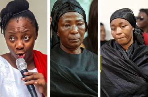 Rev Charlotte Oduro (L) has adviced Akosua Serwaa (M) and Odo Broni (R)