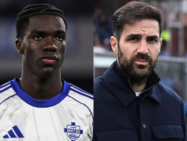 Assane Diao (L)  plays for Como while Fabegas(R) is the head coach of the club