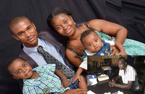 Maxwell Mahama and his family, insert: WIlliam Baah, assemblyman who led the mob