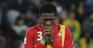 Black Stars skipper, Asamoah Gyan after missing the penalty aganist Uruguay in 2010