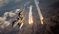 File photo of a US warplane firing missiles