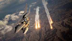 File photo of a US warplane firing missiles