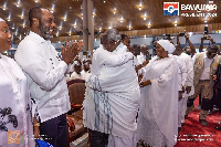 Stephen Adom Kyei-Duah embracing Dr. Mahamudu Bawumia