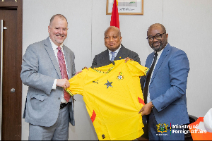 L-R: Dennis Roussel, Samuel Okudzeto Ablakwa and Kurt Okraku