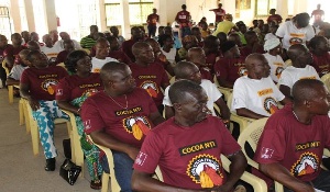 Some cocoa farmers at a workshop