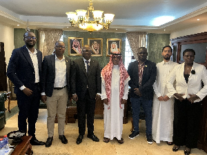 The Minister of Climate Change and Sustainability (3rd L) with the Saudi ambassador and others
