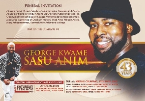 George Kwame Sasu Anim was buried on Saturday