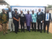 Housing Minister (5thL) with executives of FCCL and deputy IGP in a pose after the launch
