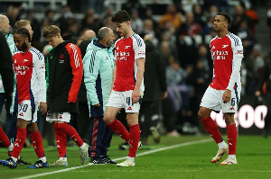 Arsenal players were saddened after losing to Manchester City