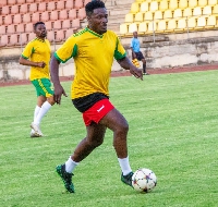 Asamoah Gyan playing football in Eswatini legends match