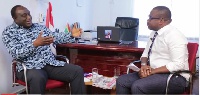 Alan Kyerematen (L) speaks to Adom Otchere on Good Evening Ghana show
