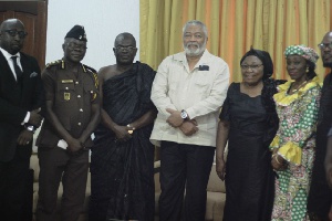Former President Rawlings and wife Nana Konadu with KOD's family