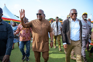 President John Dramani Mahama waving