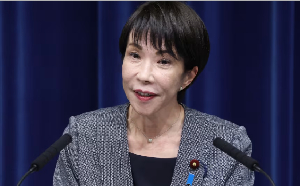Japanese PM Sanae Takaichi speaks during a news conference