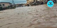 Parts of the flooded Achimota-Pokuase-Nsawam road