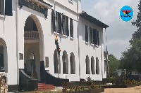 Both flags - Achimota school and Ghana - were hoisted at half-mast