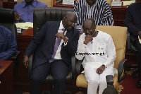 Finance Minister, Ken Ofori-Atta and Vice President Dr Mahamudu Bawumia in Parliament